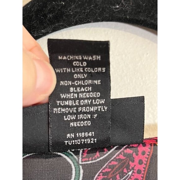 Lane Bryant Floral Sheer Top 26 Black Paisley Chic Preppy Resort Classic 80s - Picture 6 of 9